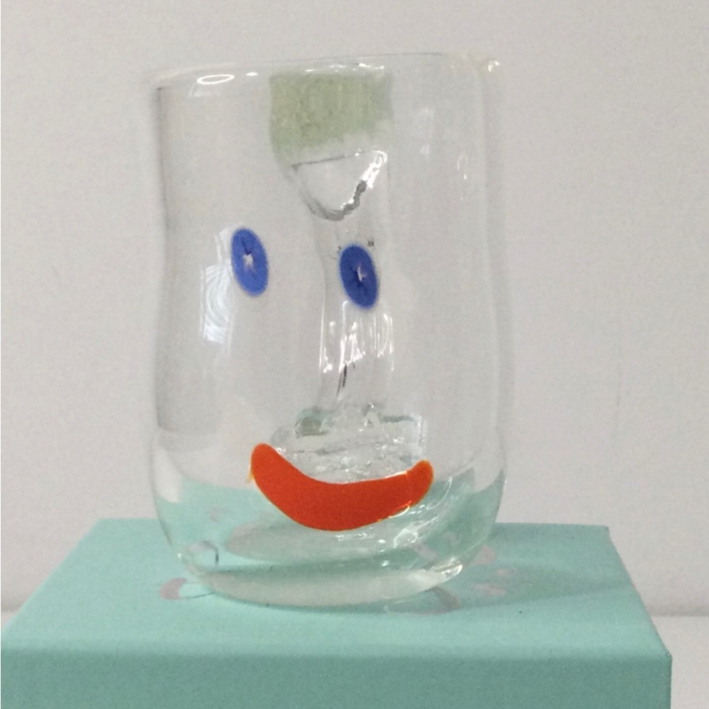 Vintage Handblown Unique Funny Whimsical Face Glass Cup Mug